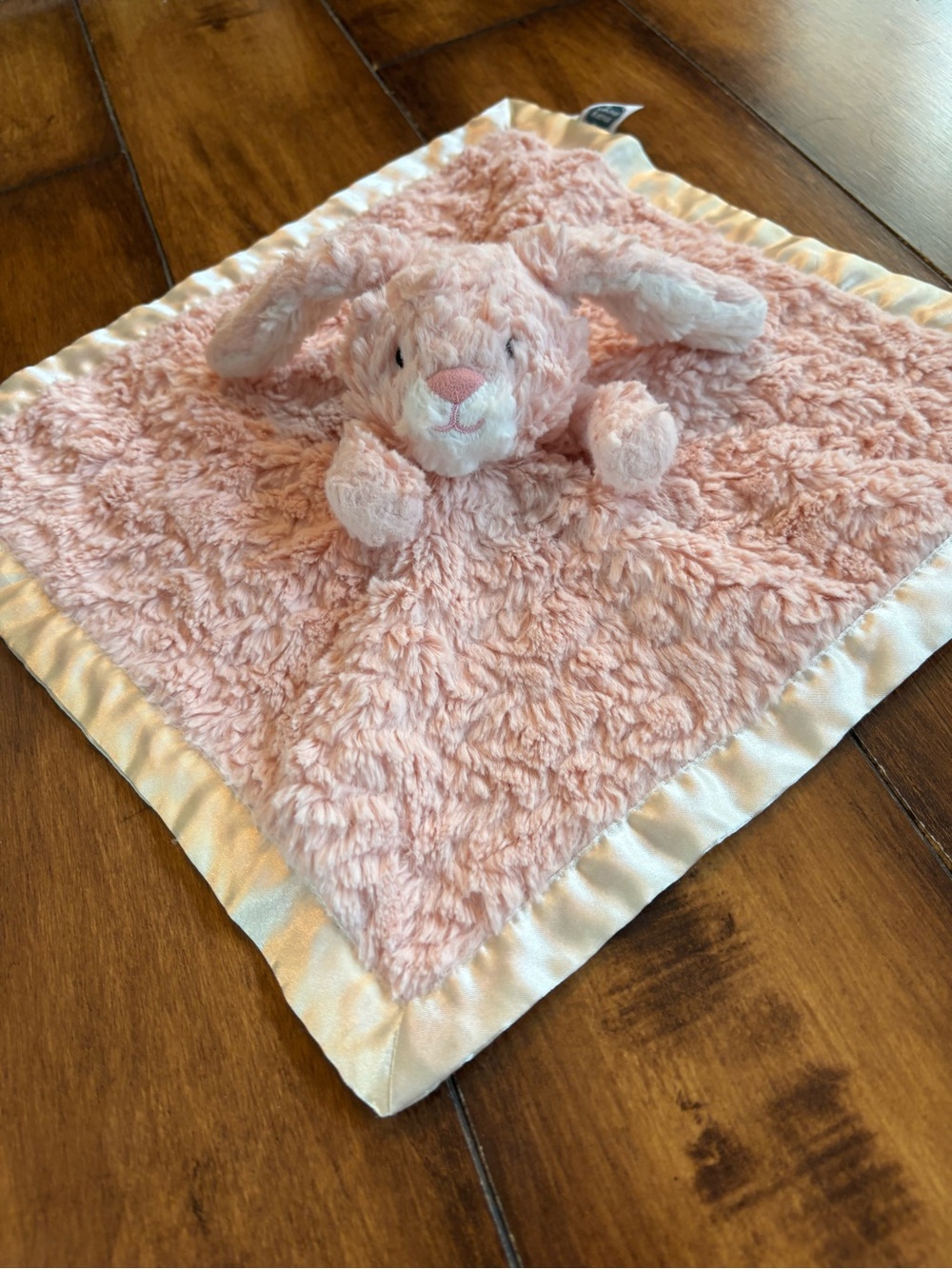 MARY MEYER NURSERY BUNNY PINK LOVEY PLUSH BABY SECURITY BLANKET SATIN TRIM